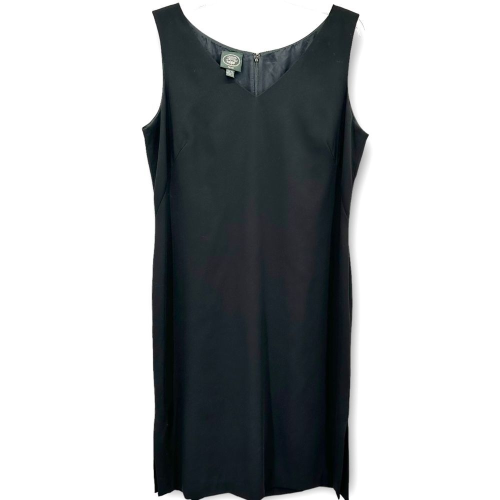 Laura Ashley Classic Vintage Black V Neck Sleeveless Shift‎ Dress Size 12P